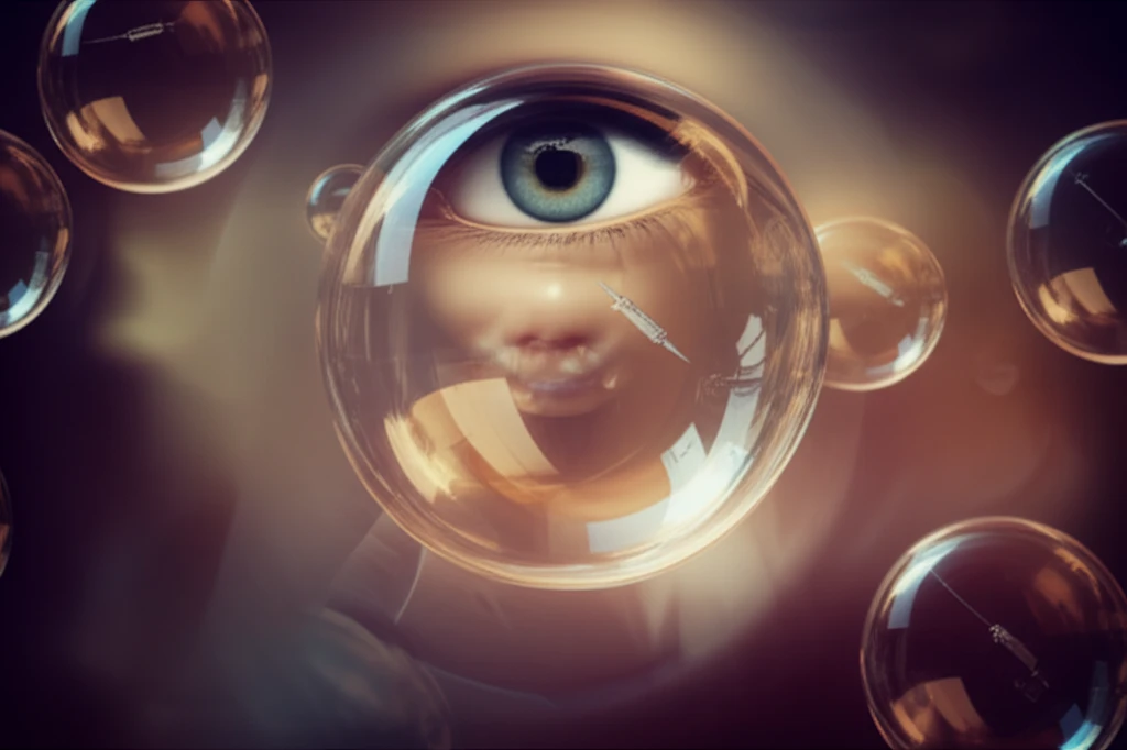 Protective vaccine bubbles surrounding a child symbolizing post-transplant care.