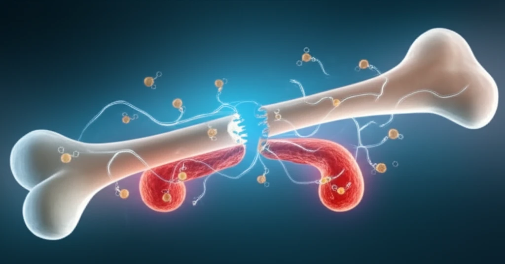 Stylized image representing the communication between bone and pancreatic cells.