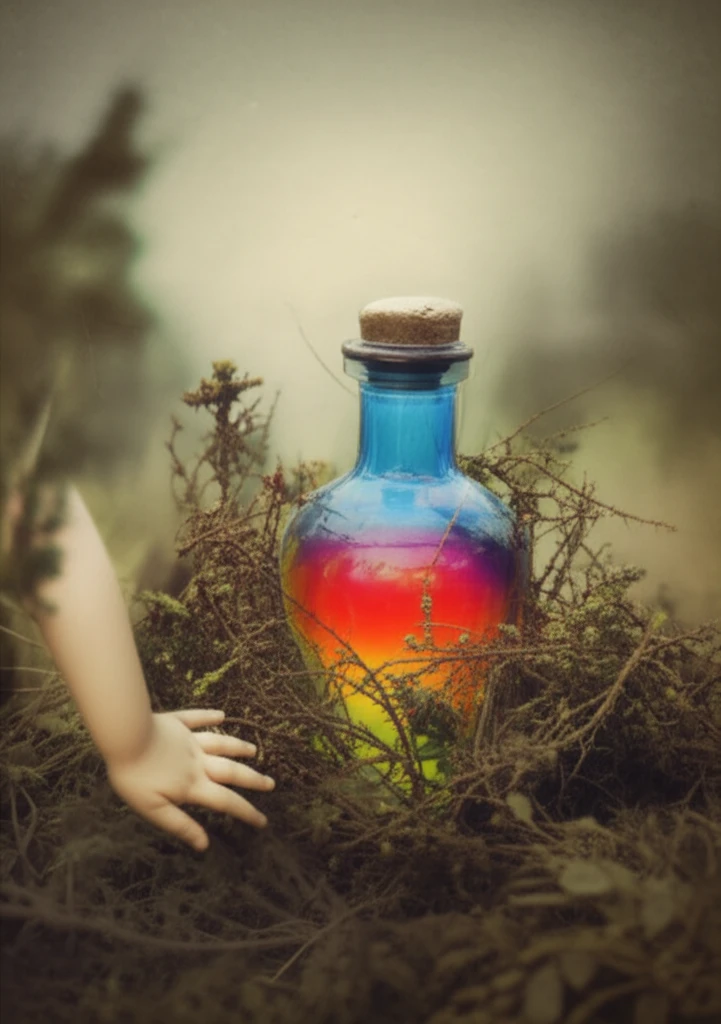 A child's hand reaches for a dangerous bottle of pesticide.