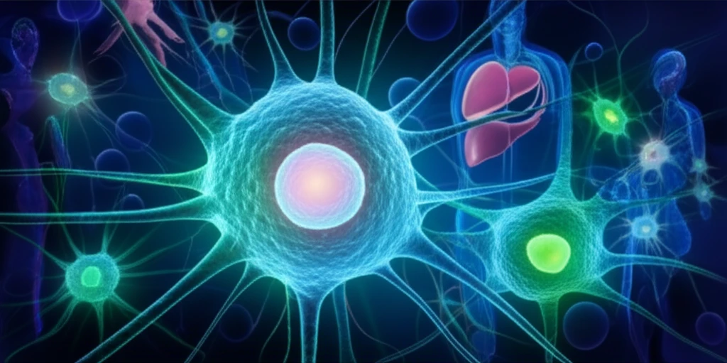 Illustration of interconnected immune cells, emphasizing the role of Tfh cells in autoimmune responses.