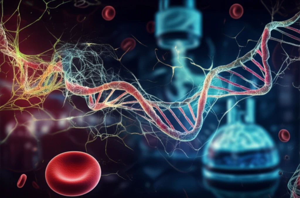 Microscopic view of glowing NETs in blood sample.