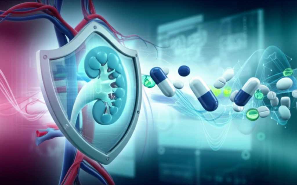 A surreal digital illustration symbolizing kidney protection during immunotherapy.