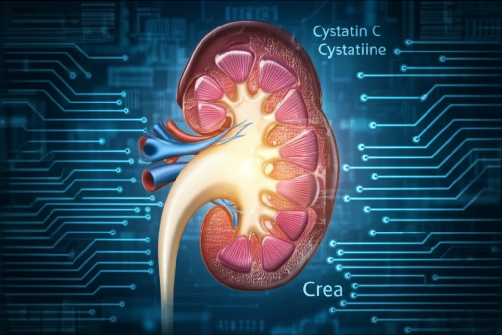 Healthy kidney with medical monitoring symbols