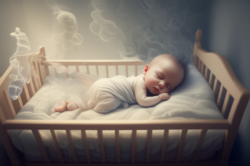 Illustration of a baby sleeping peacefully, symbolizing the impact of smoking on infant sleep.