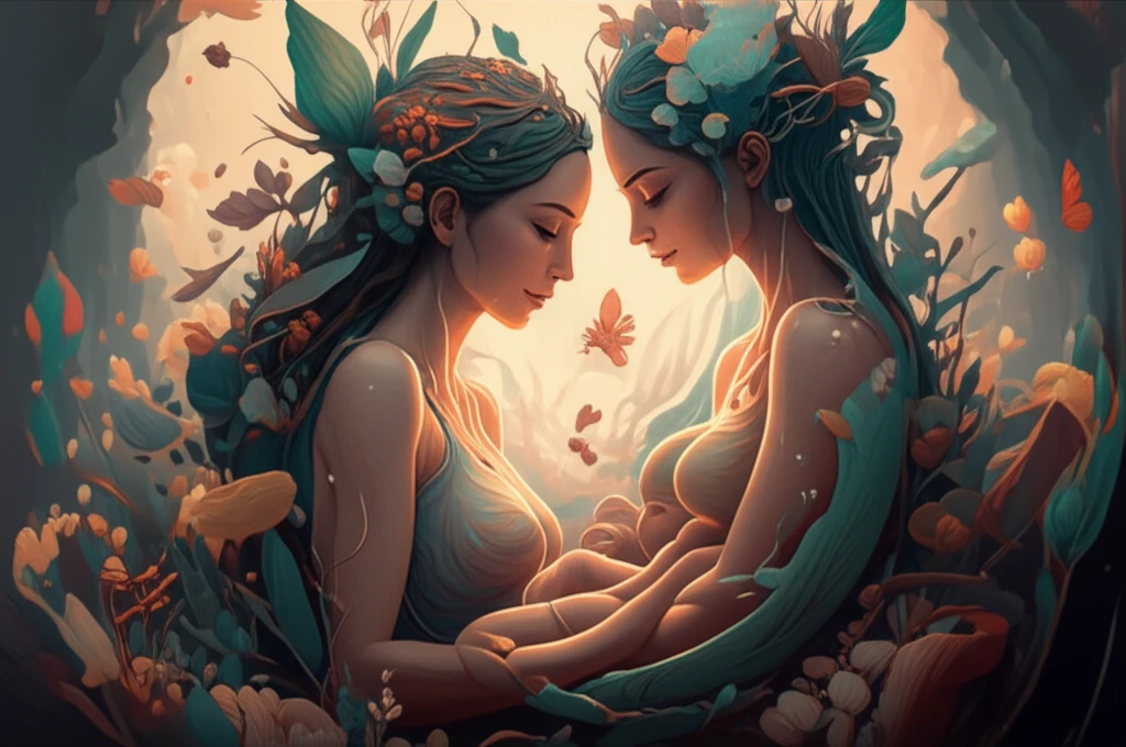 A mother giving birth naturally.