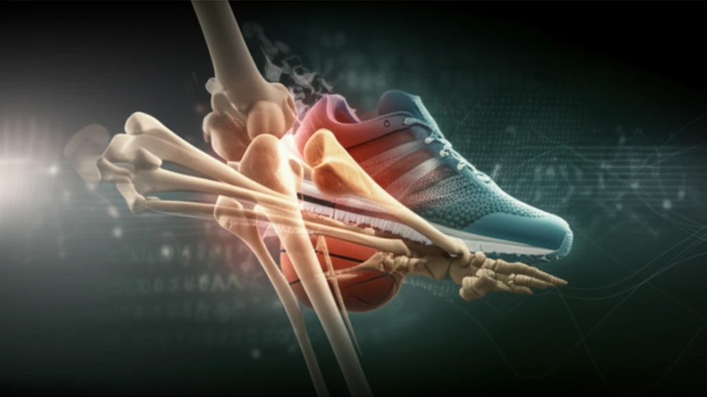 Surreal digital illustration of sports equipment morphing into anatomical models for orthopedic sports medicine.