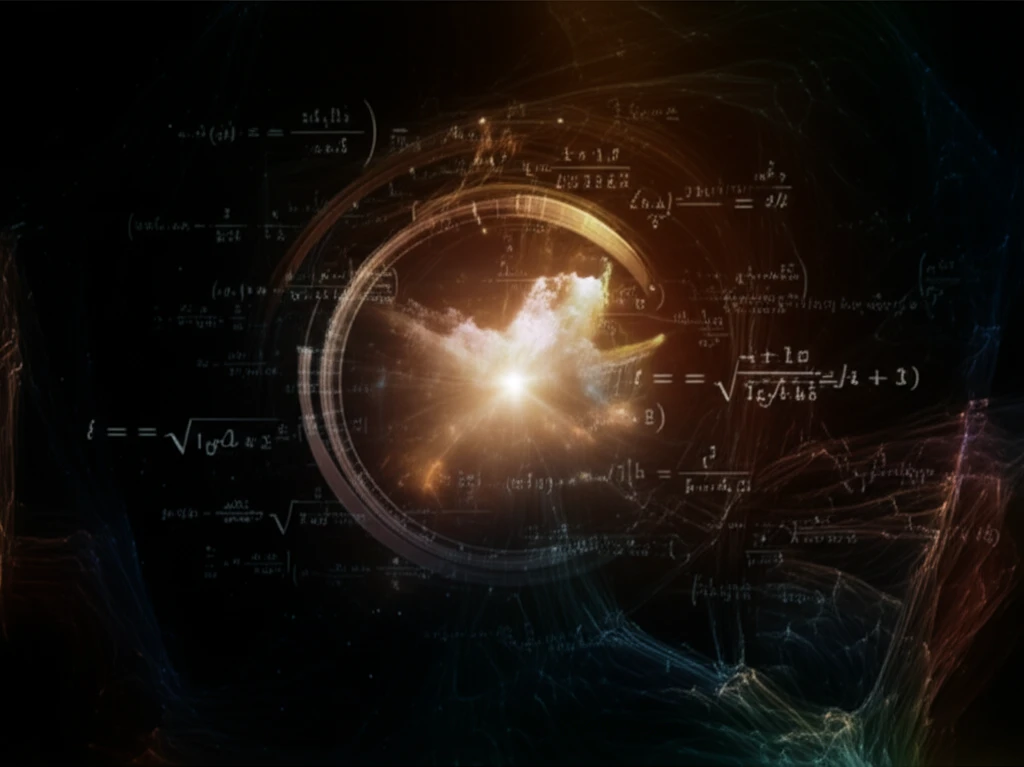 Surreal illustration of a complex equation in a star-filled sky.