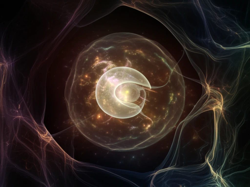 Glowing oocyte surrounded by neural network