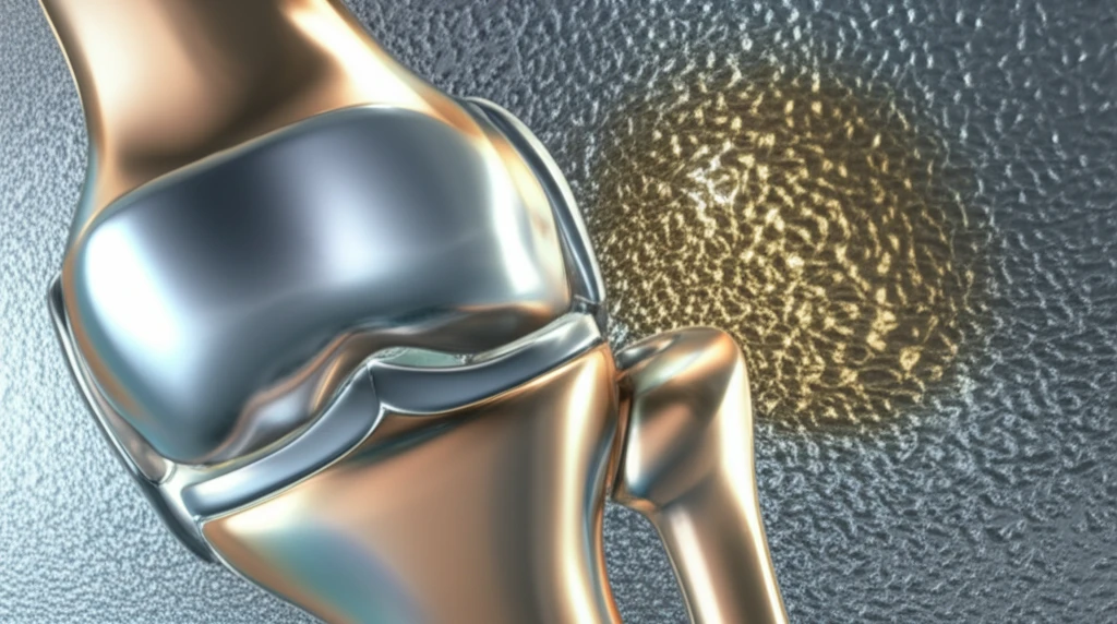 Microscopic view of a titanium nitride coating on a joint implant