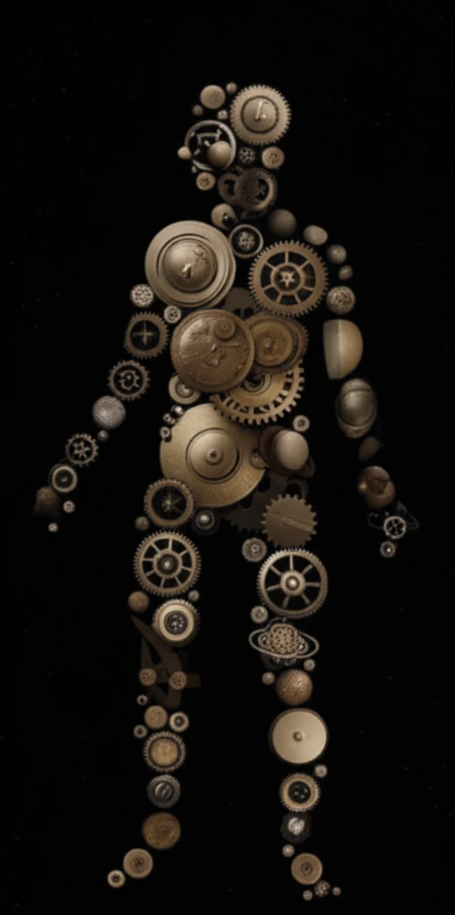 Surreal illustration of a biological clock synchronized with the cosmos.