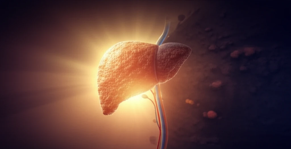 Illustration of healthy liver fading to fatty liver disease.