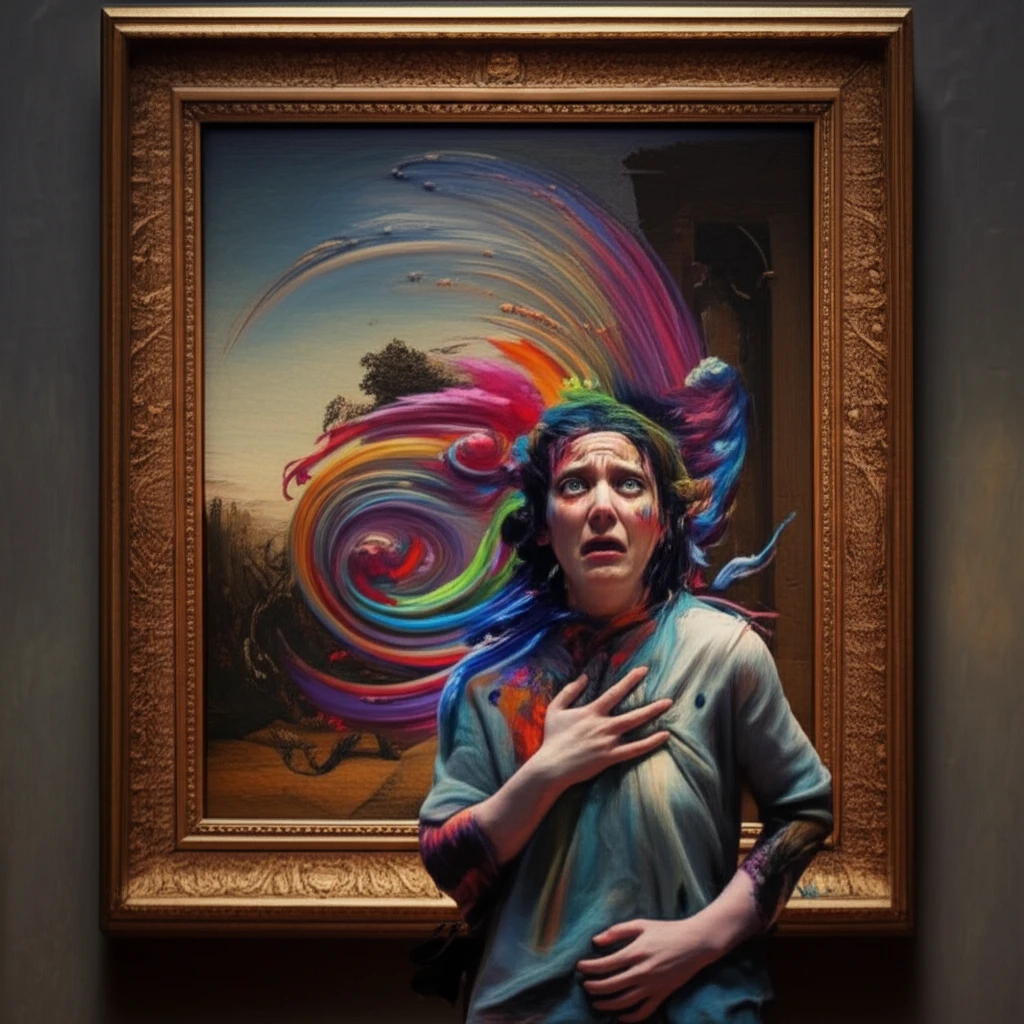 A person overwhelmed by art in the Uffizi Gallery experiencing Stendhal Syndrome.