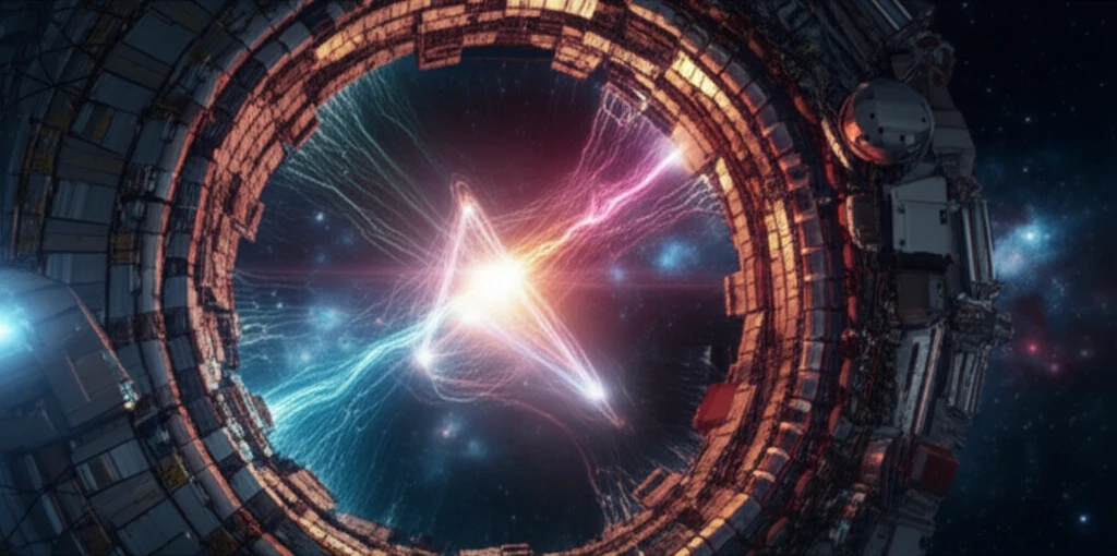 Particle collision forming Unitarity Triangle