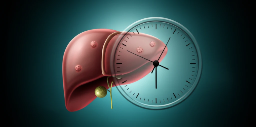 Conceptual illustration of liver metastases and the importance of timing in cancer treatment.