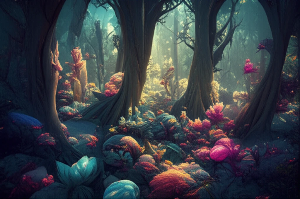 Lush forest canopy casting shadows on a vibrant, biodiverse understory.