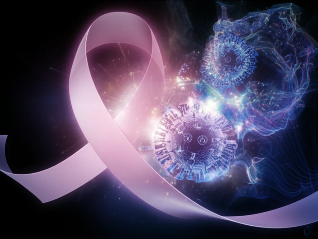 Breast cancer ribbon intertwined with an HPV virus
