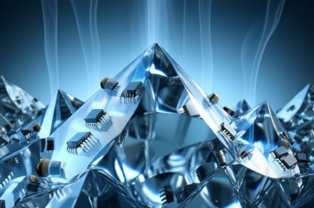 Surreal illustration of Boron Arsenide cooling electronic components.