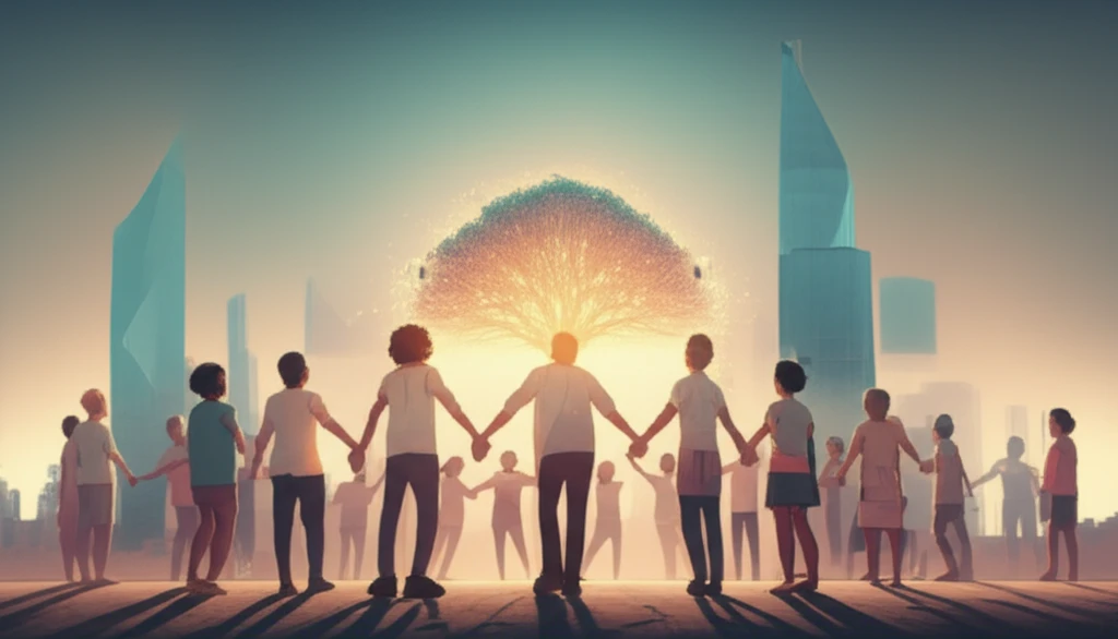 Diverse community members uniting for mental well-being.