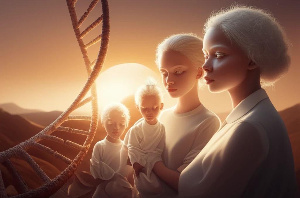 Family portrait symbolizing genetic diversity and hope for albinism research.