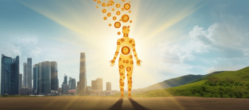 Person standing in sunlight receiving Vitamin D