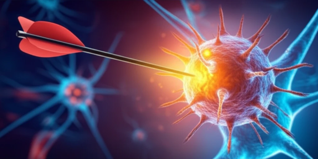 Targeted therapy arrow hitting neuroendocrine tumor cell
