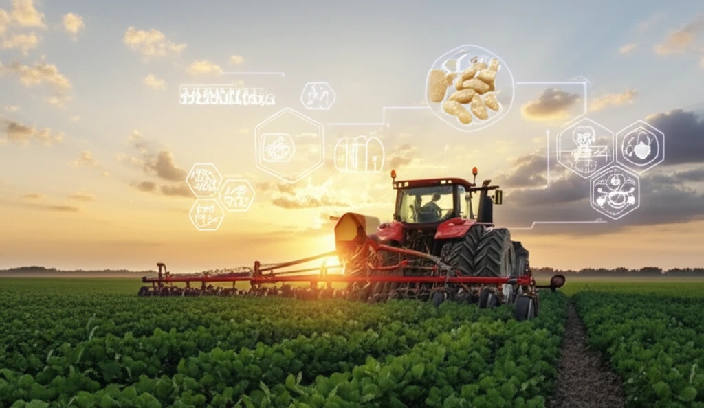 Peanut Field with Tractor