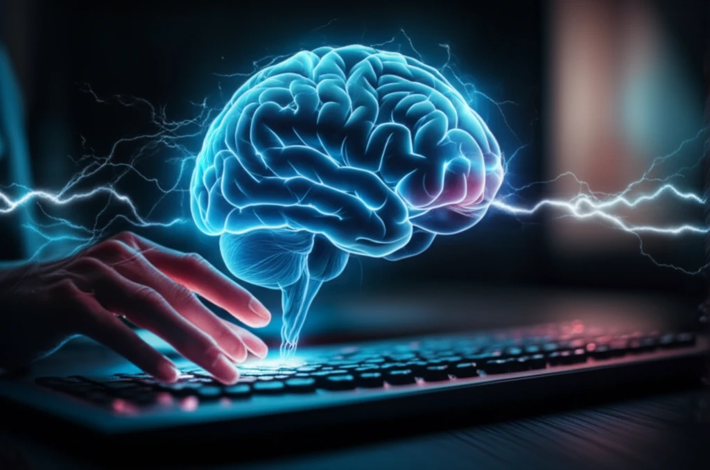 Brain with electrical currents and fingers
