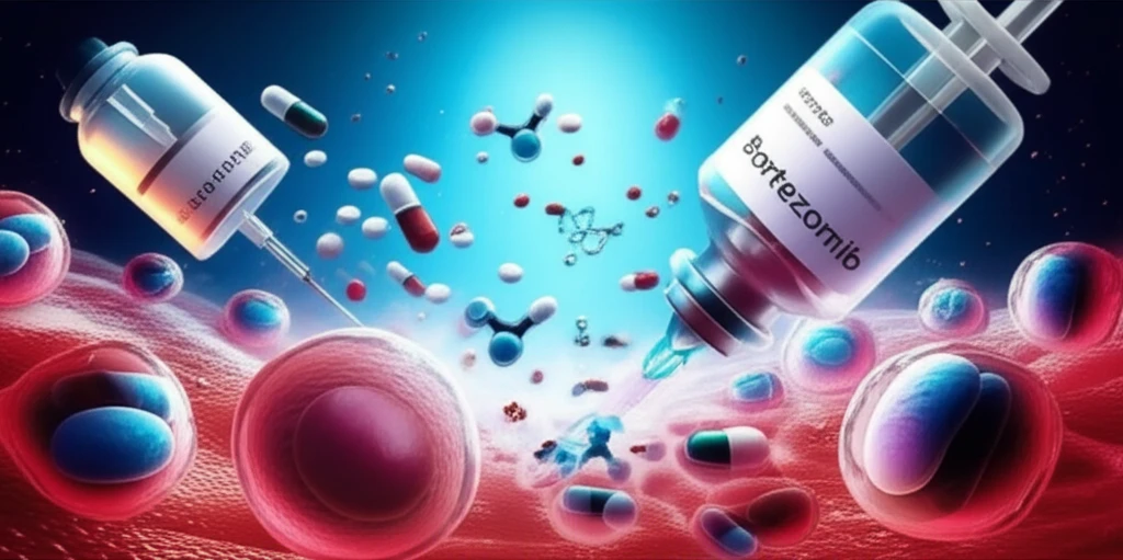 Symbolic representation of bortezomib and chemotherapy rescuing leukemia cells.