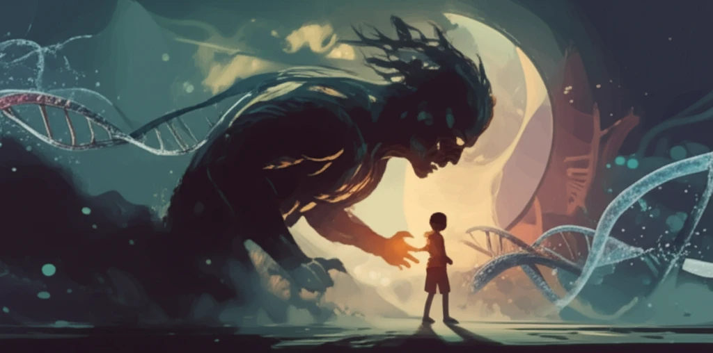 A child standing strong against cancer, symbolizing genetic understanding and hope.