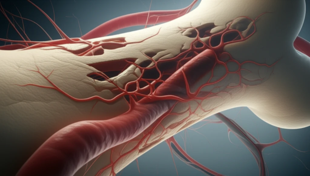 Illustration of Avascular Necrosis in Bone Tissue