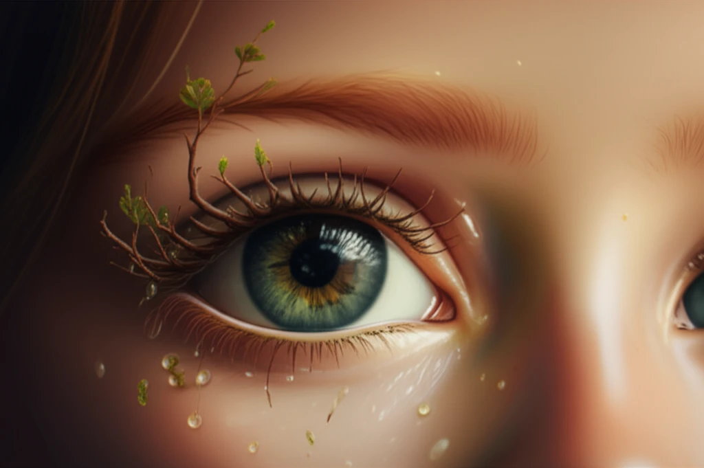 Child's eye with tea tree eyelashes being cleansed.