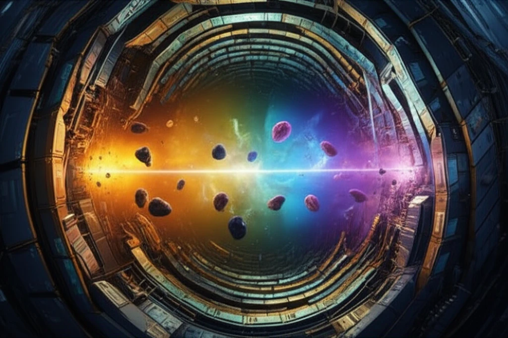 Colorful plasma burst inside the Large Hadron Collider.