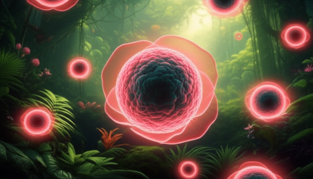 Yeast cells with a rose-like aura.