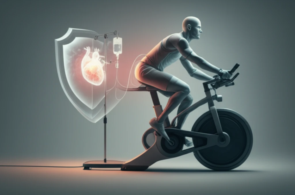 Person cycling during dialysis with a glowing heart.