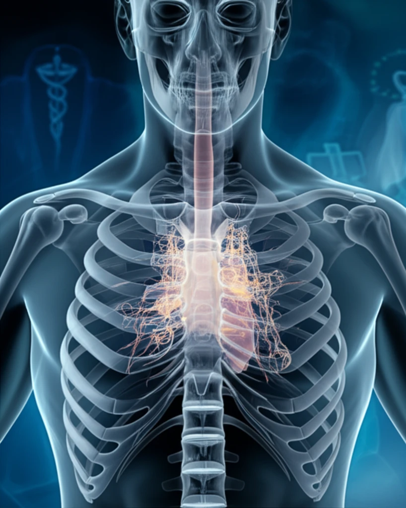 Illustration of a fibrolipoma within a human chest cavity