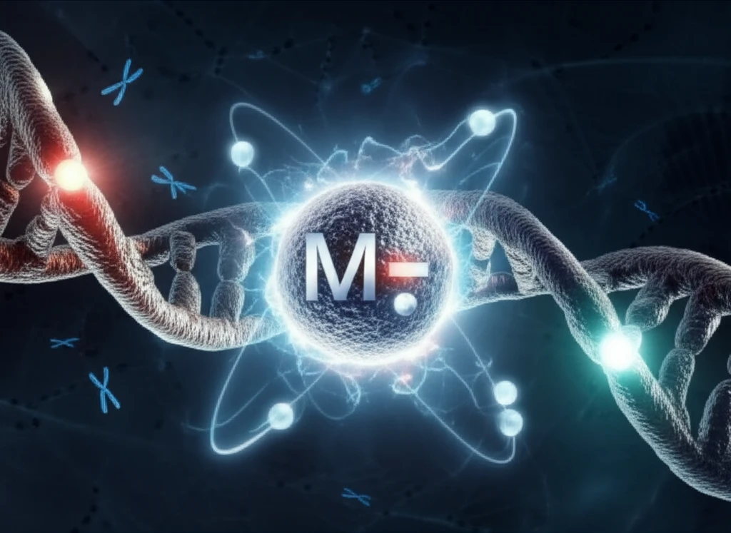 Magnesium and DNA intertwining, symbolizing longevity