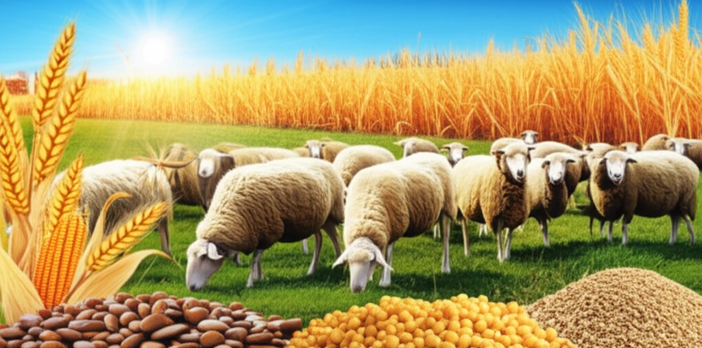 Healthy Horro sheep grazing in a maize field, symbolizing sustainable sheep farming.