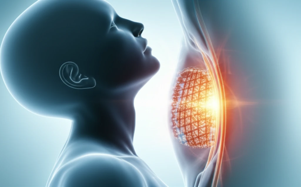 Illustration of healthy lungs and a repaired diaphragm using biological mesh, representing bronchopleural fistula treatment.