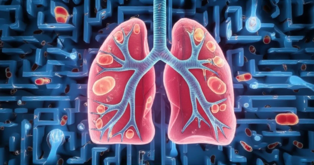 Surreal illustration of lung and plasma cells symbolizing diagnostic challenges in cancer.