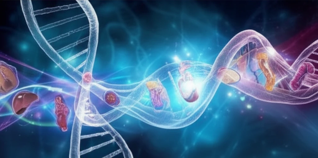 Surreal illustration representing the interconnected pathways of rare genetic diseases with a DNA helix in the background.