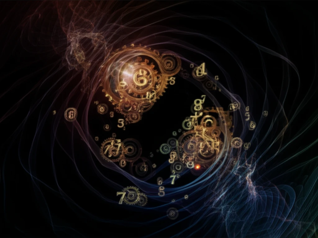 Abstract illustration of interconnected gears and prime number sequences representing a mathematical group.