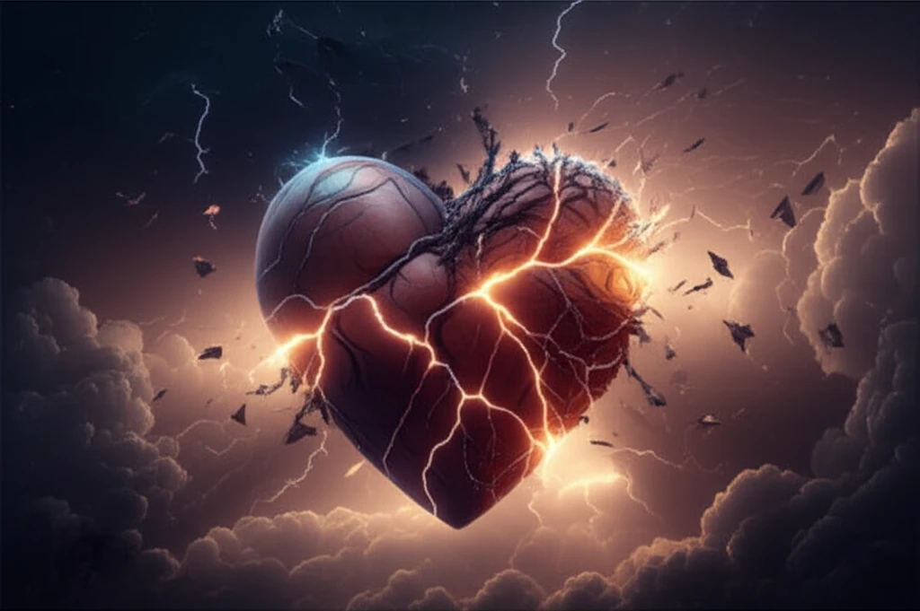 Illustration of a cracked heart mending with glowing lines, symbolizing emotional healing and resilience.