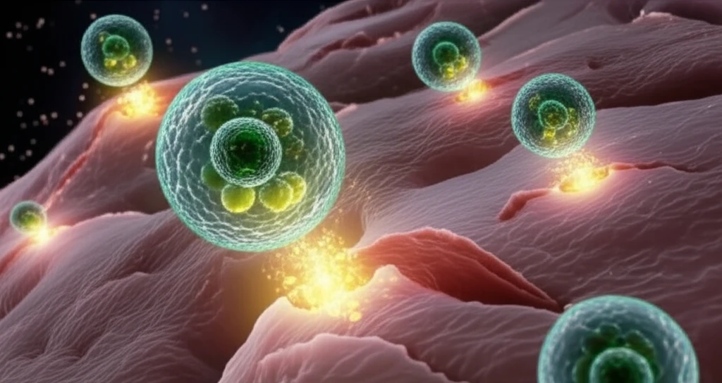 Nano-sized vesicles delivering regenerative molecules to damaged cartilage cells.