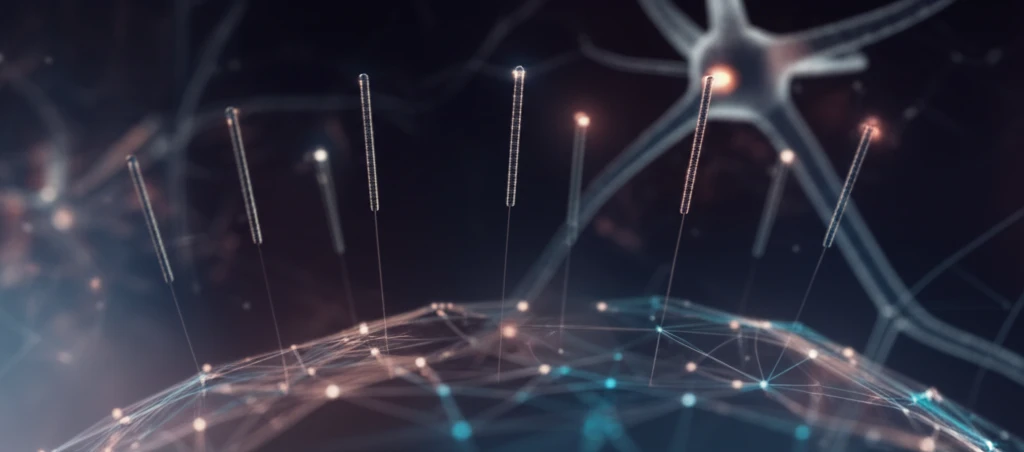 Acupuncture needles forming a digital network