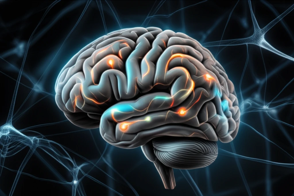 Brain with glowing pathways representing targeted drug delivery for glioblastoma treatment.