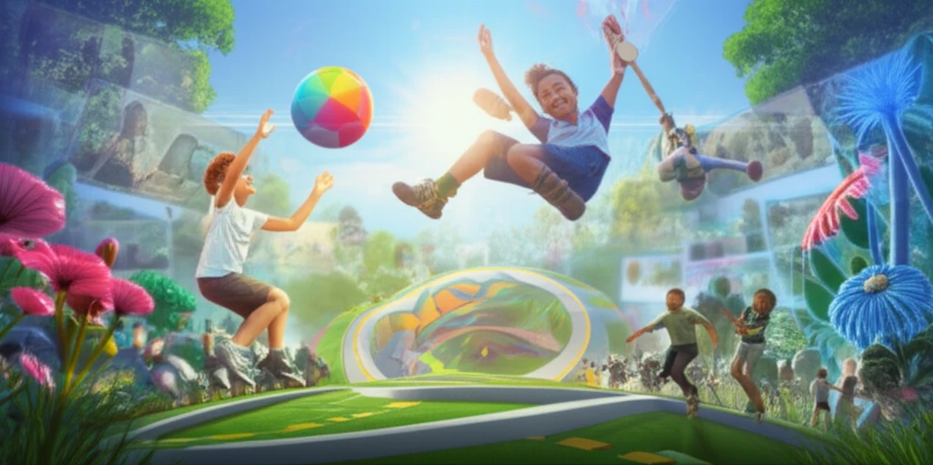 Children playing actively outdoors, symbolizing the importance of physical activity for health and well-being.