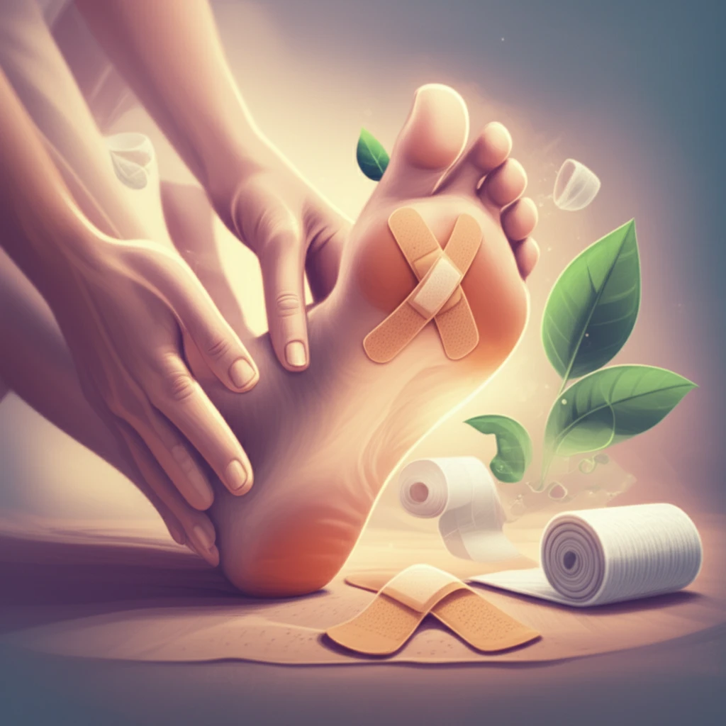 Illustration of a person with diabetes examining their foot, symbolizing proactive foot care and health management.