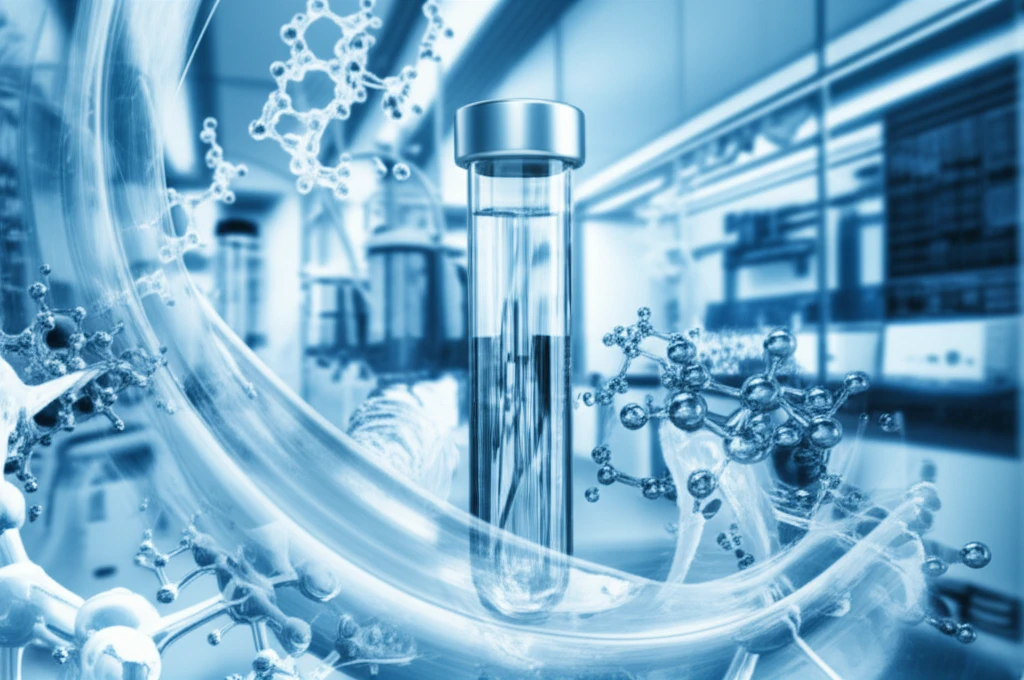 Surreal digital illustration representing medical sample storage with swirling ice crystals and molecular structures.