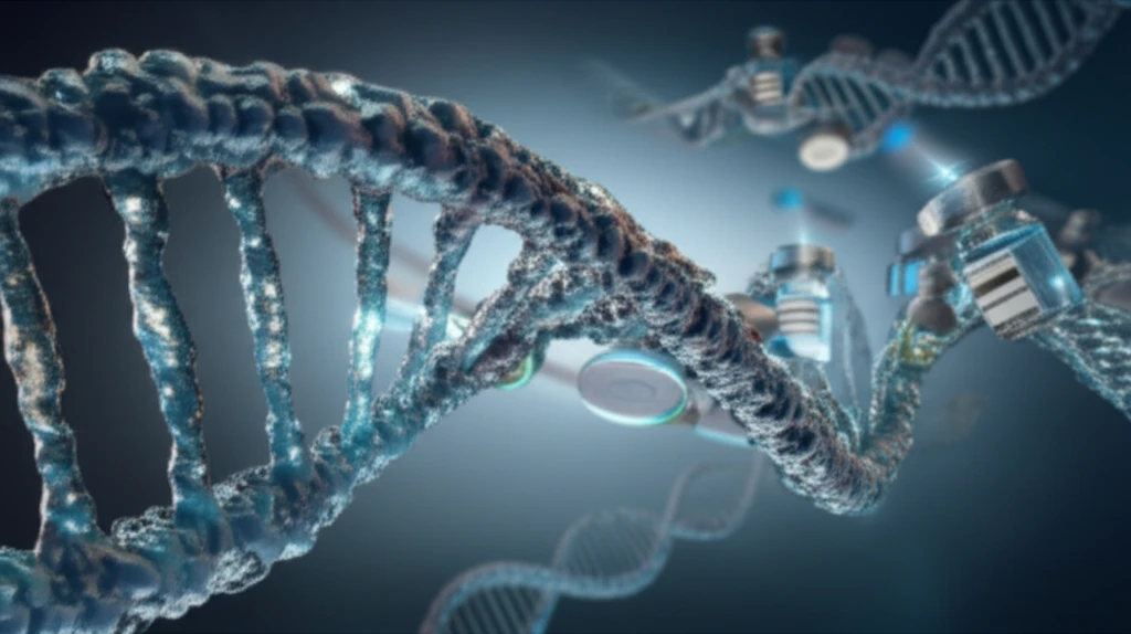 Illustration of DNA strands and vaccine vials, symbolizing the future of personalized medicine.