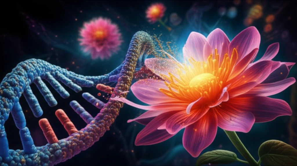 Illustration of a DNA helix blossoming into a flower, symbolizing hope and scientific progress in colorectal cancer treatment.